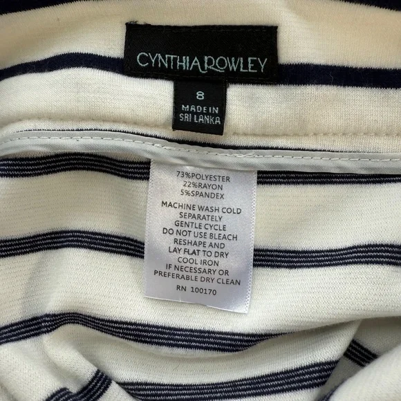 Cynthia Rowley Striped Pencil Skirt White & Navy Size 8 - Picture 3 of 6